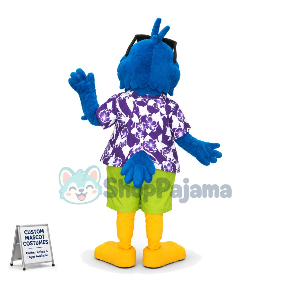 Cozy Beach Parrot In Shirt Mascot Costume