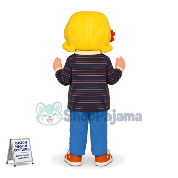 Blonde Girl In Turtleneck Sweater Mascot Costume