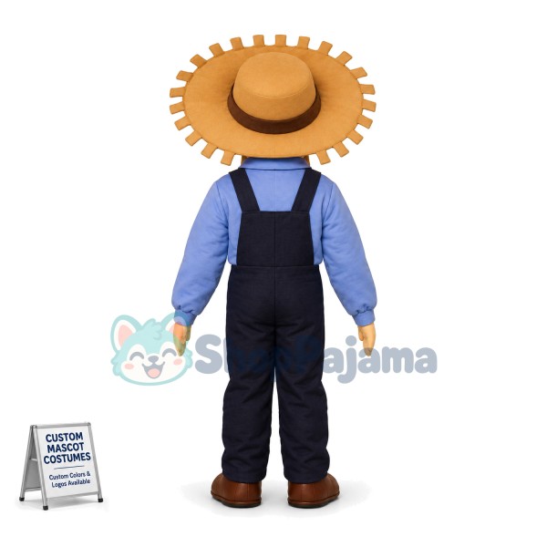 Realistic Scarecrow With Straw Hat Mascot Costume