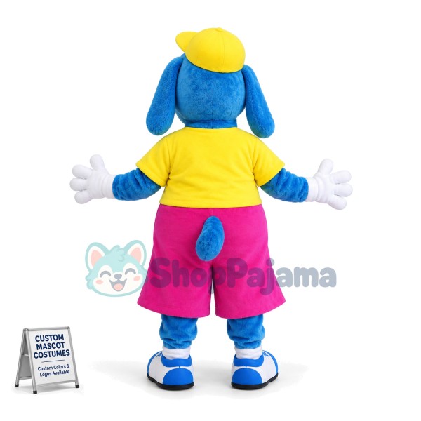 Blue Dog In The Bright Short Top Mascot Costume