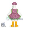 Big White Goose Wearing Flower Apron Mascot Costume