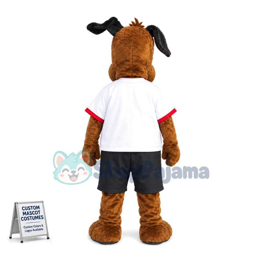 Adult Size Brown Dog In Shirt Mascot Costume