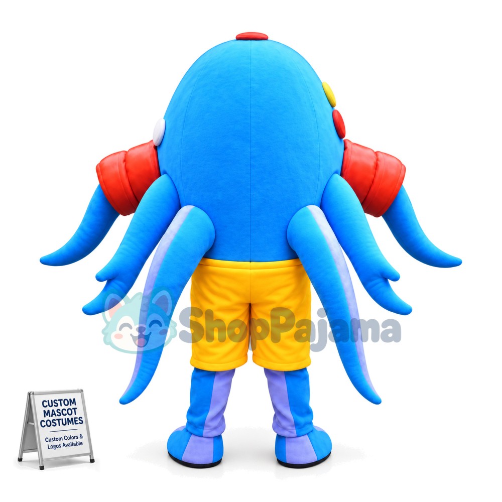 Blue Sea Octopus In Shorts Mascot Costume