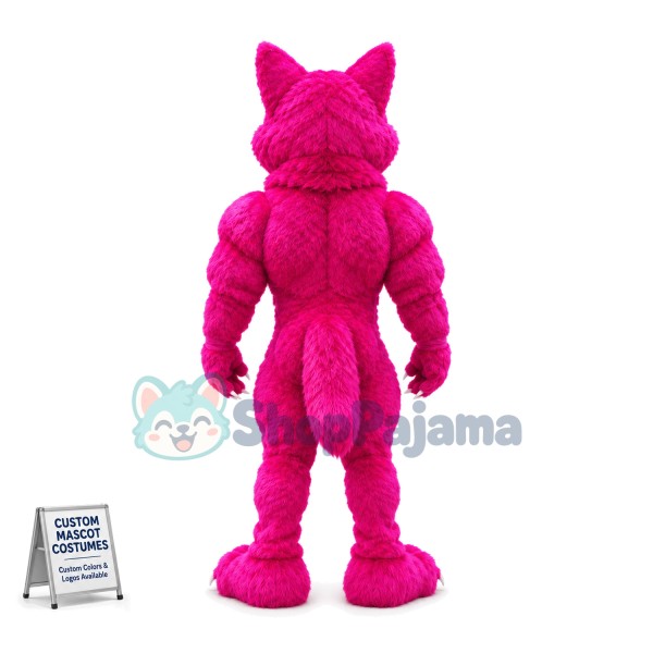Vivid Purple Muscle Leopard Mascot Costume