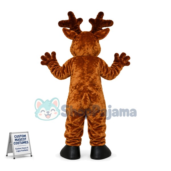 Warm Christmas Elk With Red Nose Mascot Costume
