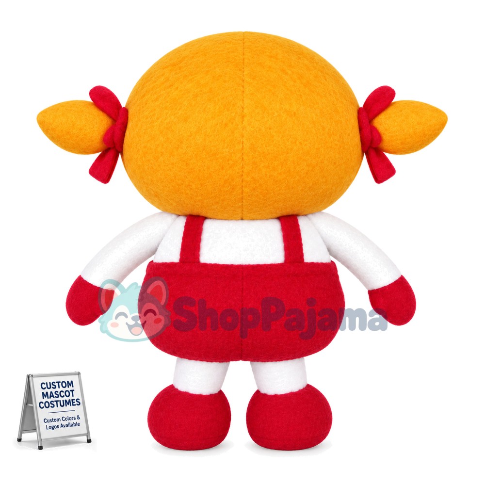 Blond Pigtail Baby Girl Doll Mascot Costume