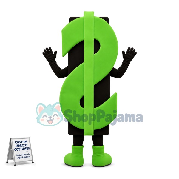 Green Dollar Sign Model Mascot Costume