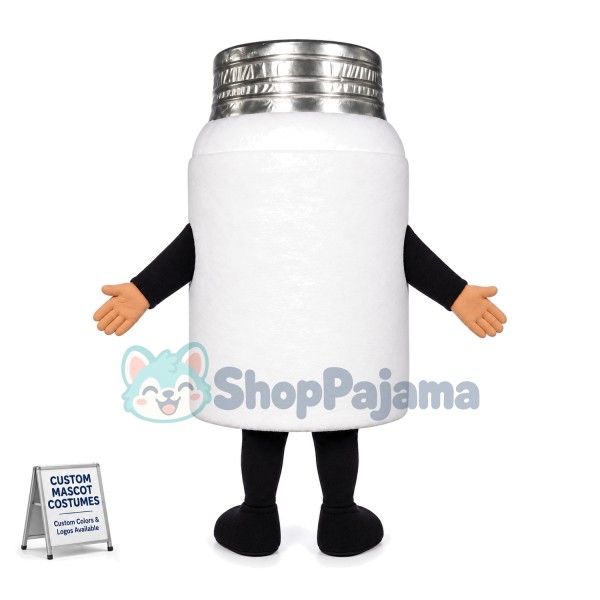 White Thermos Mug With Glasses Mascot Costume