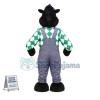 Black Rhinoceros In Suspenders Mascot Costume