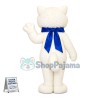 White Cat With Blue Gift Ribbon Mascot Costume