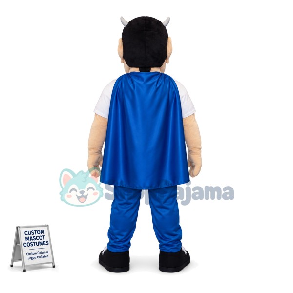 Blue Devil With Trident Mascot Costume