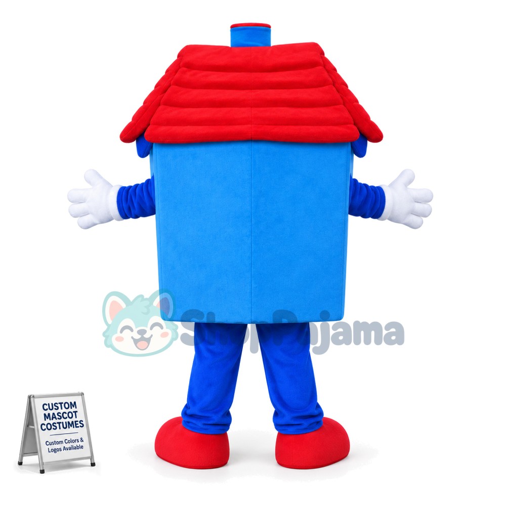 Blue Tiled House In The Woods Mascot Costume