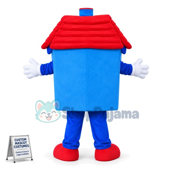 Blue Tiled House In The Woods Mascot Costume