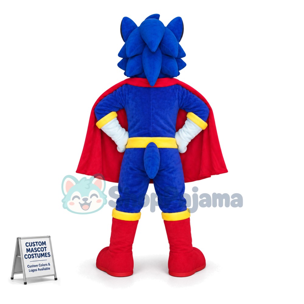 Super Blue Wolf Wearing Star Boots Mascot Costume