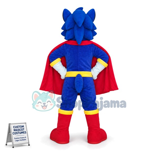 Super Blue Wolf Wearing Star Boots Mascot Costume