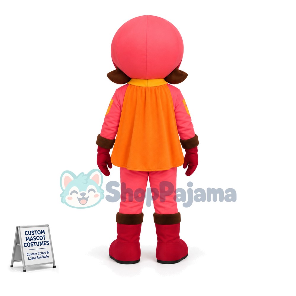 Super Girl In Pink Jumpsuit Mascot Costume