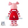 Adult Pink Pig In The Striped Shirt Mascot Costume