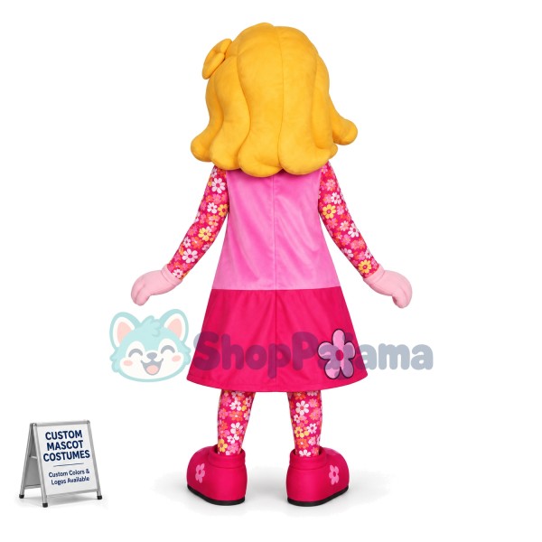 Sunny Girl With Short Blond Hair Mascot Costume