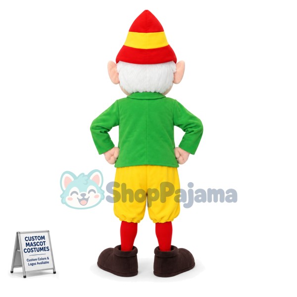 White-haired Elf In Green Suit Mascot Costume