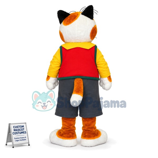 Adult Cute Orange Tabby Cat Mascot Costume