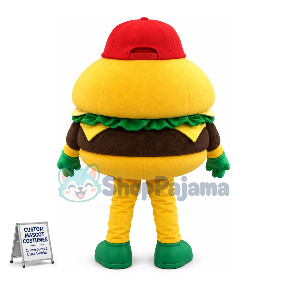 Cartoon Big Eyes Beef Burger Mascot Costume
