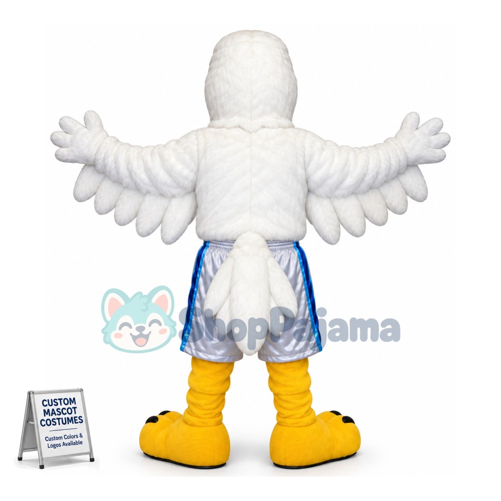 White Soft Eagle With Sports Shorts Mascot Costume