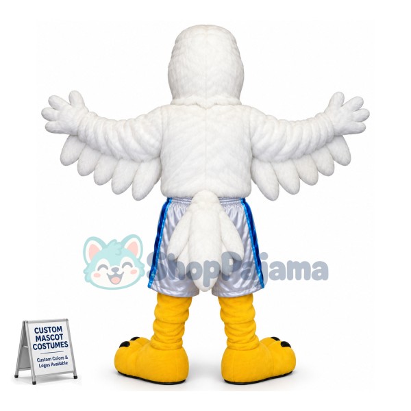 White Soft Eagle With Sports Shorts Mascot Costume