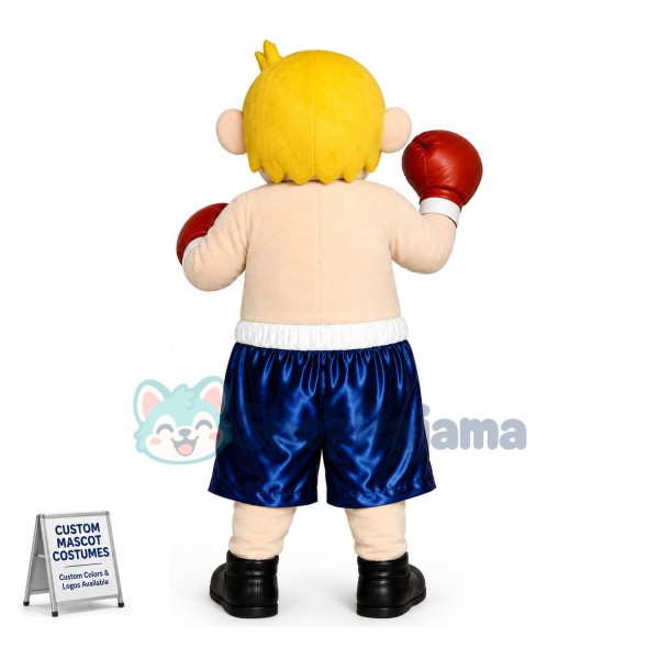 Boxer Boy Wearing Gloves Mascot Costume