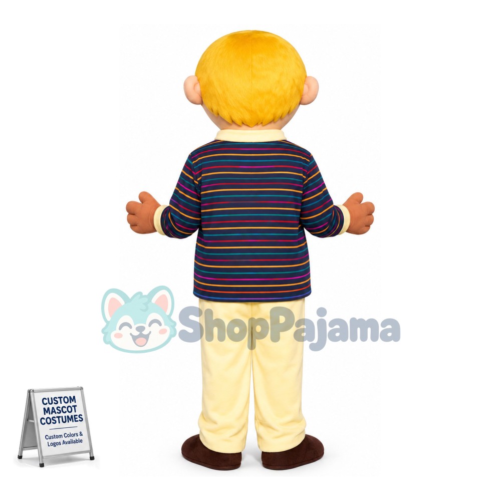 Blond Big Mouth Boy Mascot Costume