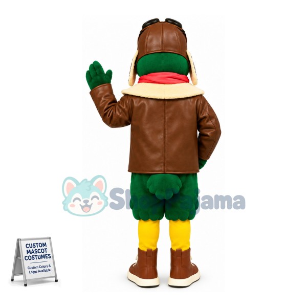 The Warm Green Bird Pilot Mascot Costume