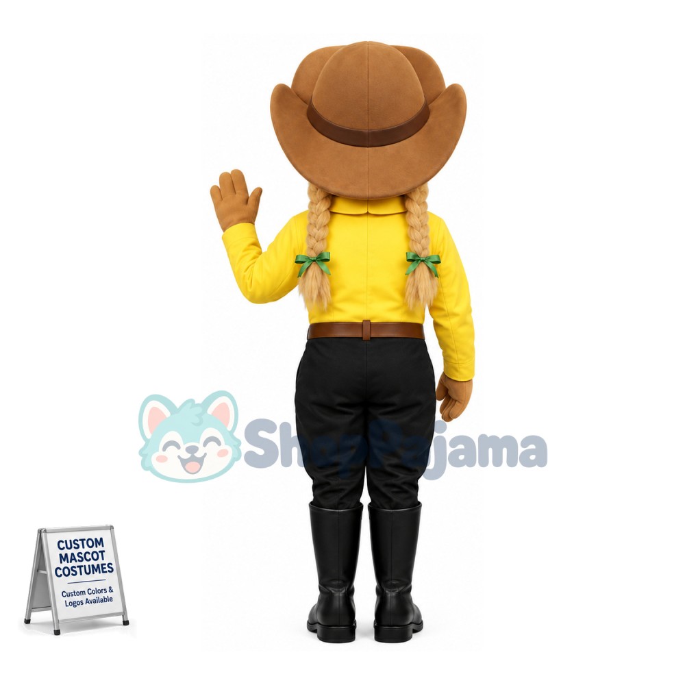 Blonde Braid Girl of The Farm Mascot Costume