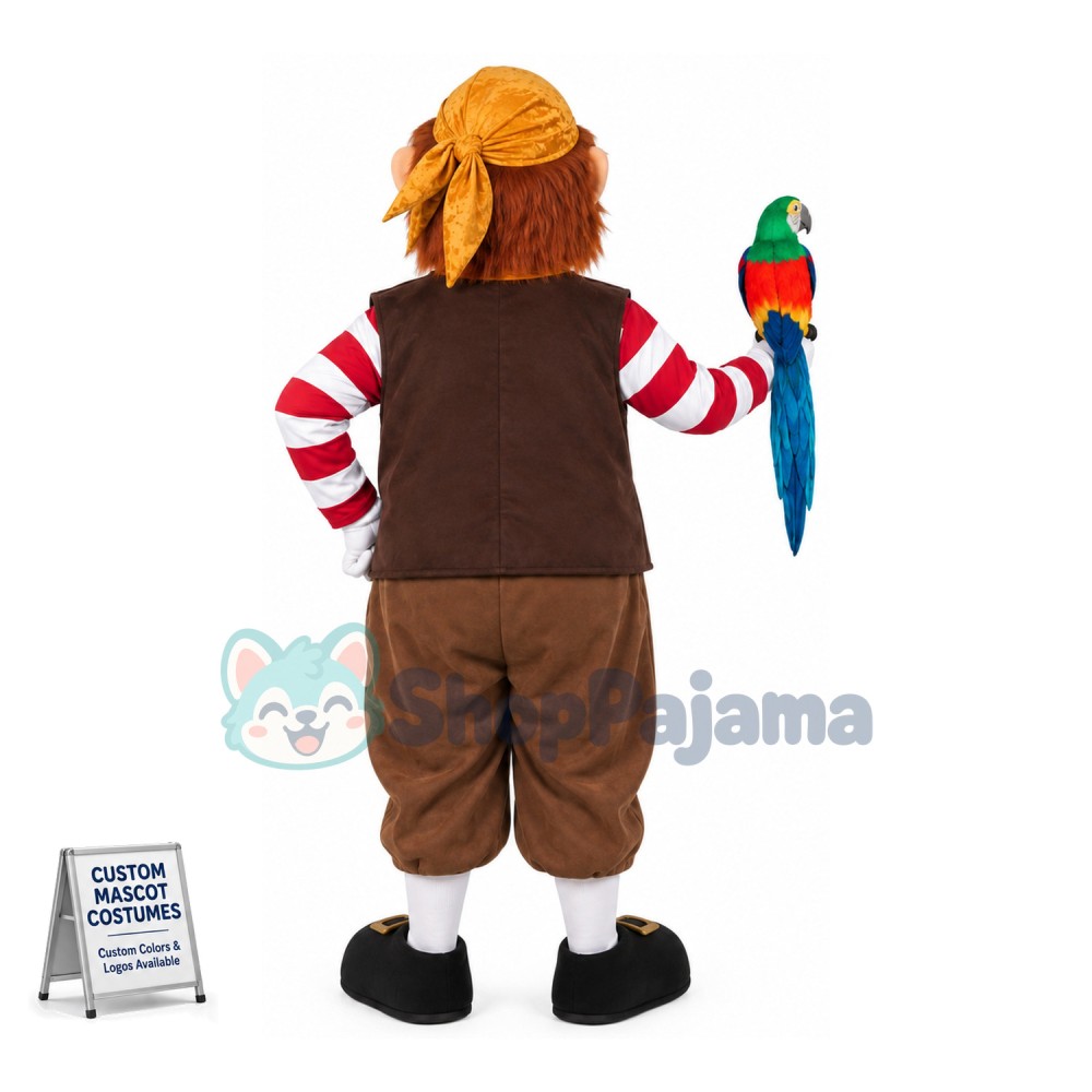 Big Belly Businessman Holding Parrot Mascot Costume