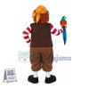 Big Belly Businessman Holding Parrot Mascot Costume