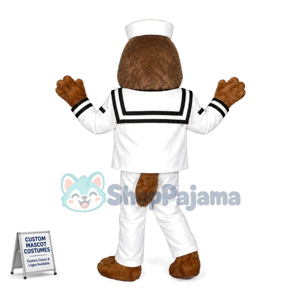 Walking Mole In White Sailor Suit Mascot Costume