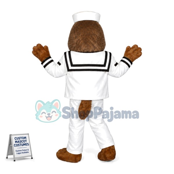 Walking Mole In White Sailor Suit Mascot Costume