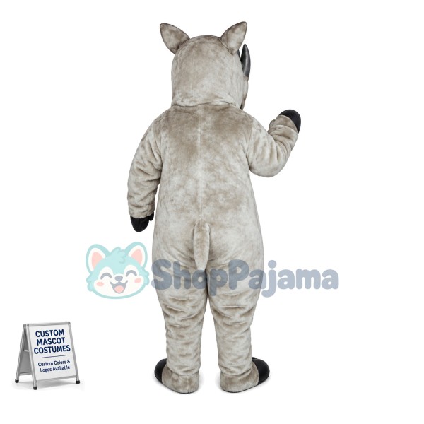 The Mighty Grey Rhino Mascot Costume