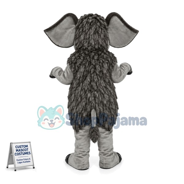 Alert Grey Mammoth Mascot Costume