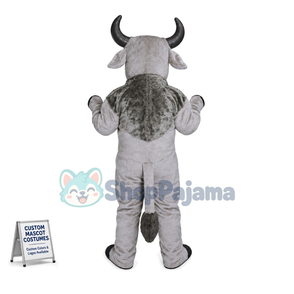 Diligent Gray Buffalo Mascot Costume