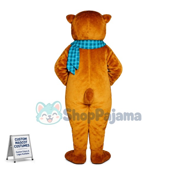 Bear With Plaid Square Scarf Mascot Costume