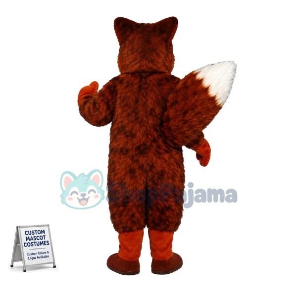Alert Long Wool Red Fox Mascot Costume