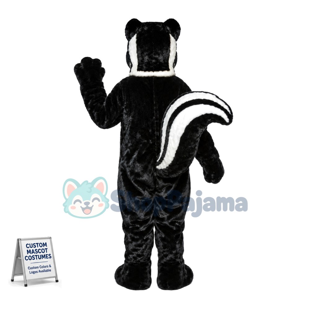 Black Shiny Wool Skunk Mascot Costume