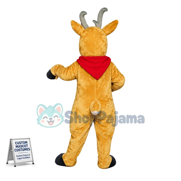 Young Deer Wearing Red Kerchief Mascot Costume