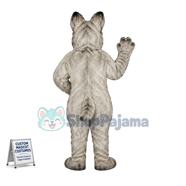 Adult Gray Dog Mascot Costume Long Wool