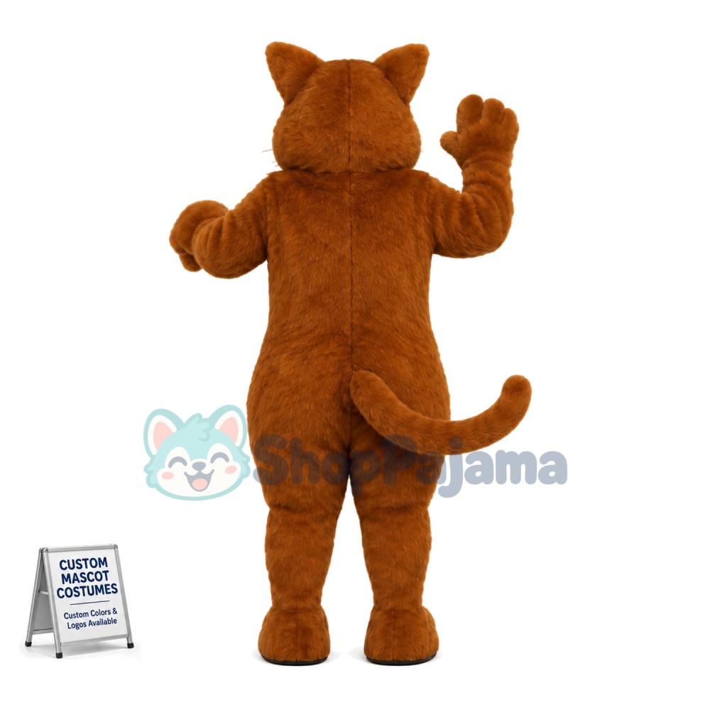 Adult Brown Furry Cat Mascot Costume
