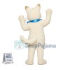 White Cat With Blue Ribbon Mascot Costume