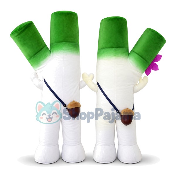 Adult Cartoon Green Onion Mascot Costume