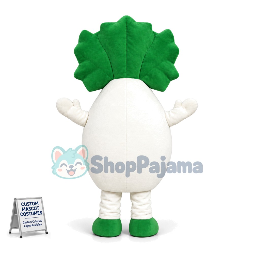 Bulging White Radish Doll Cartoon Mascot Costume