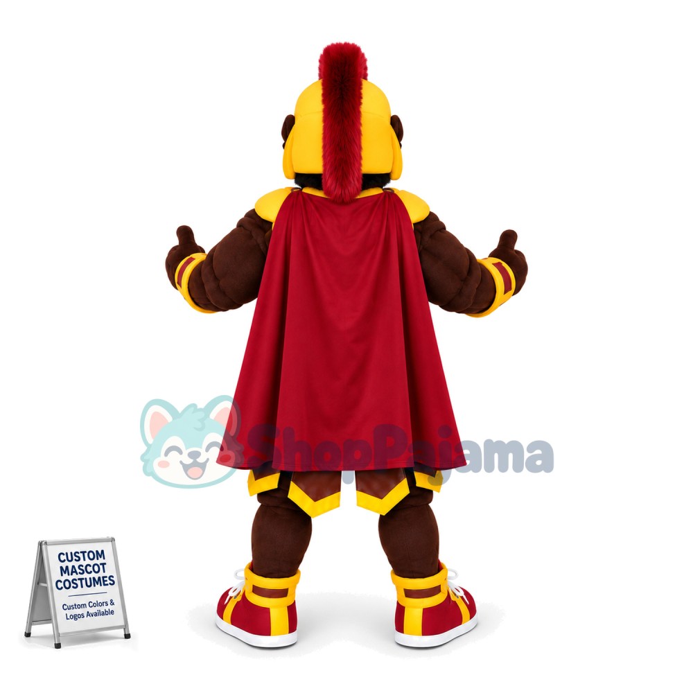 Black Soldier In Yellow Armor Mascot Costume