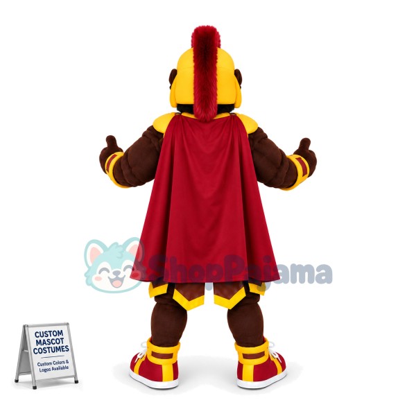 Black Soldier In Yellow Armor Mascot Costume