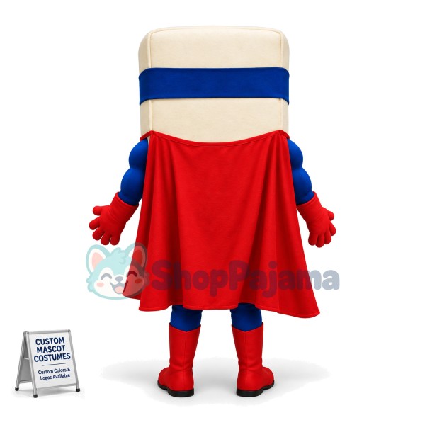 White Sesame Soda Cracker Superman Mascot Costume